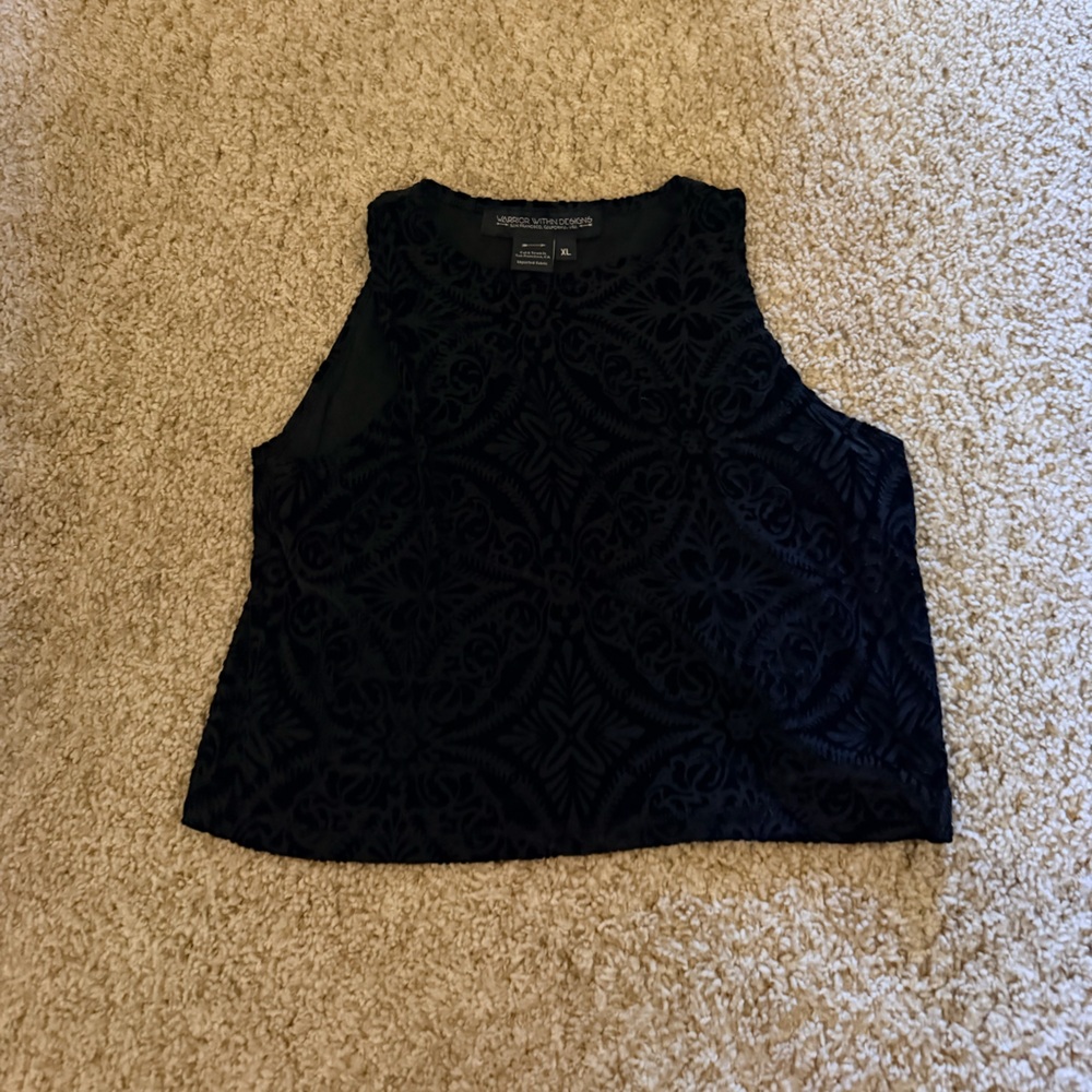 Black Festival Velvet-Textured Tank Top